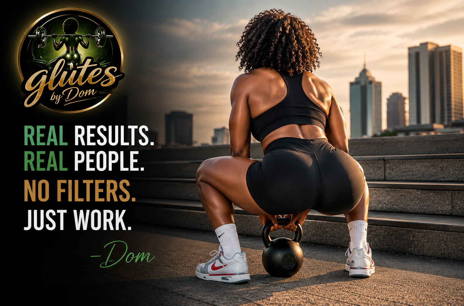Glutes by Dom — Real Results. Real People. No Filters. Just Work.